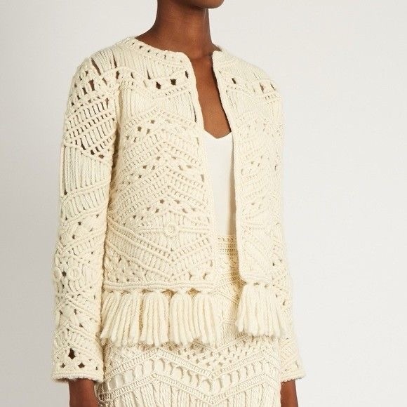 Anthropologie Cream Crochet Cardigan Sweater - Picture 11 of 15